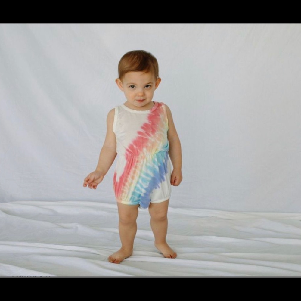 EUC - Little Moon society rainbow romper